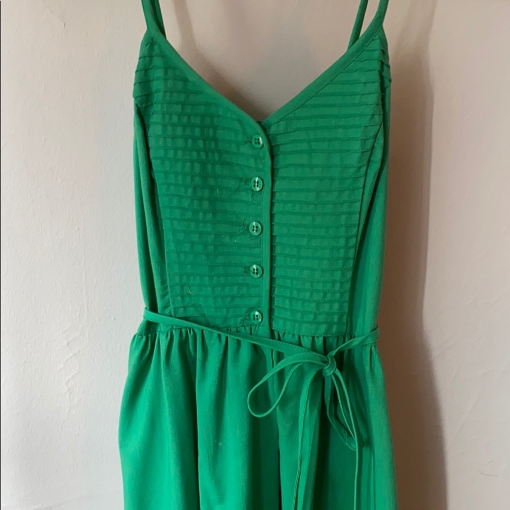 Vintage green tie waste midi dress